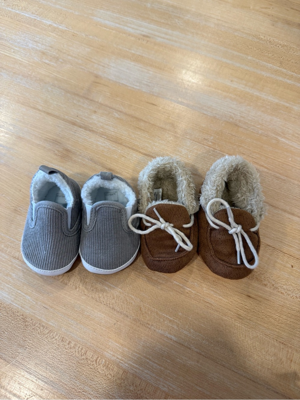 Kids Cozy Slip-On Shoes in Gray and Brown